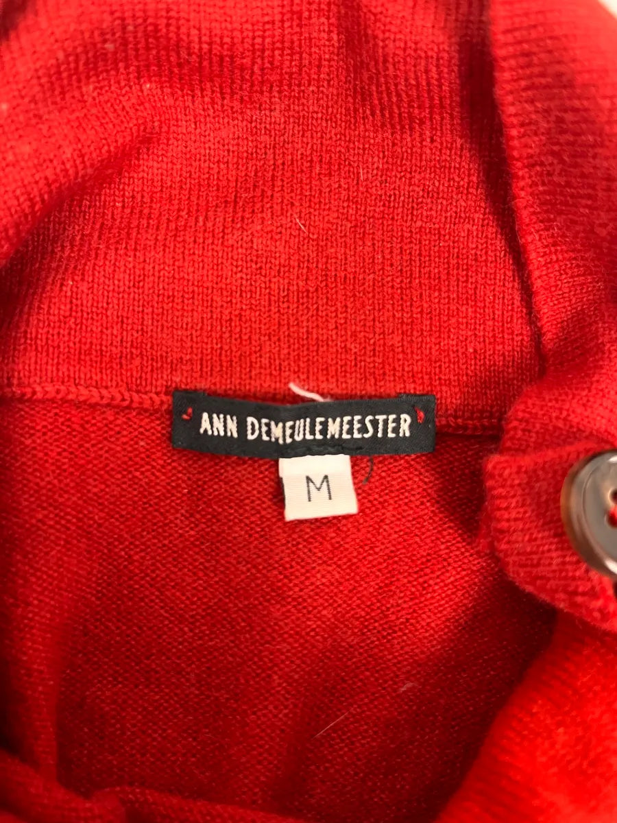 Ann Demeulemeester Buttoned Red Turtleneck Sweater RCJehZW 5