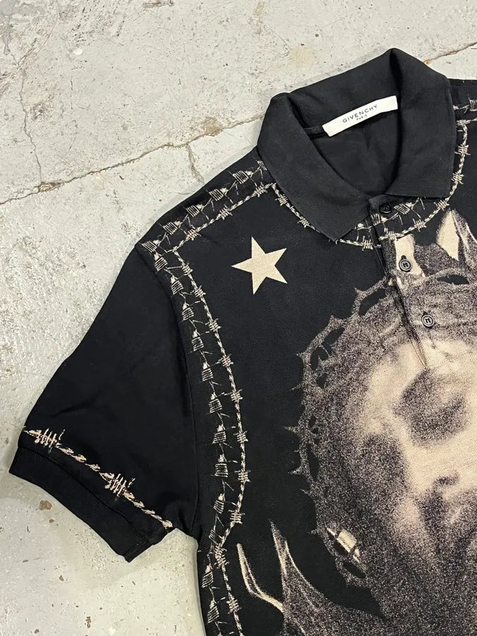 SS2016 Givenchy Jesus Black Polo Shirt by Riccardo Tisci dKSFtgs 6