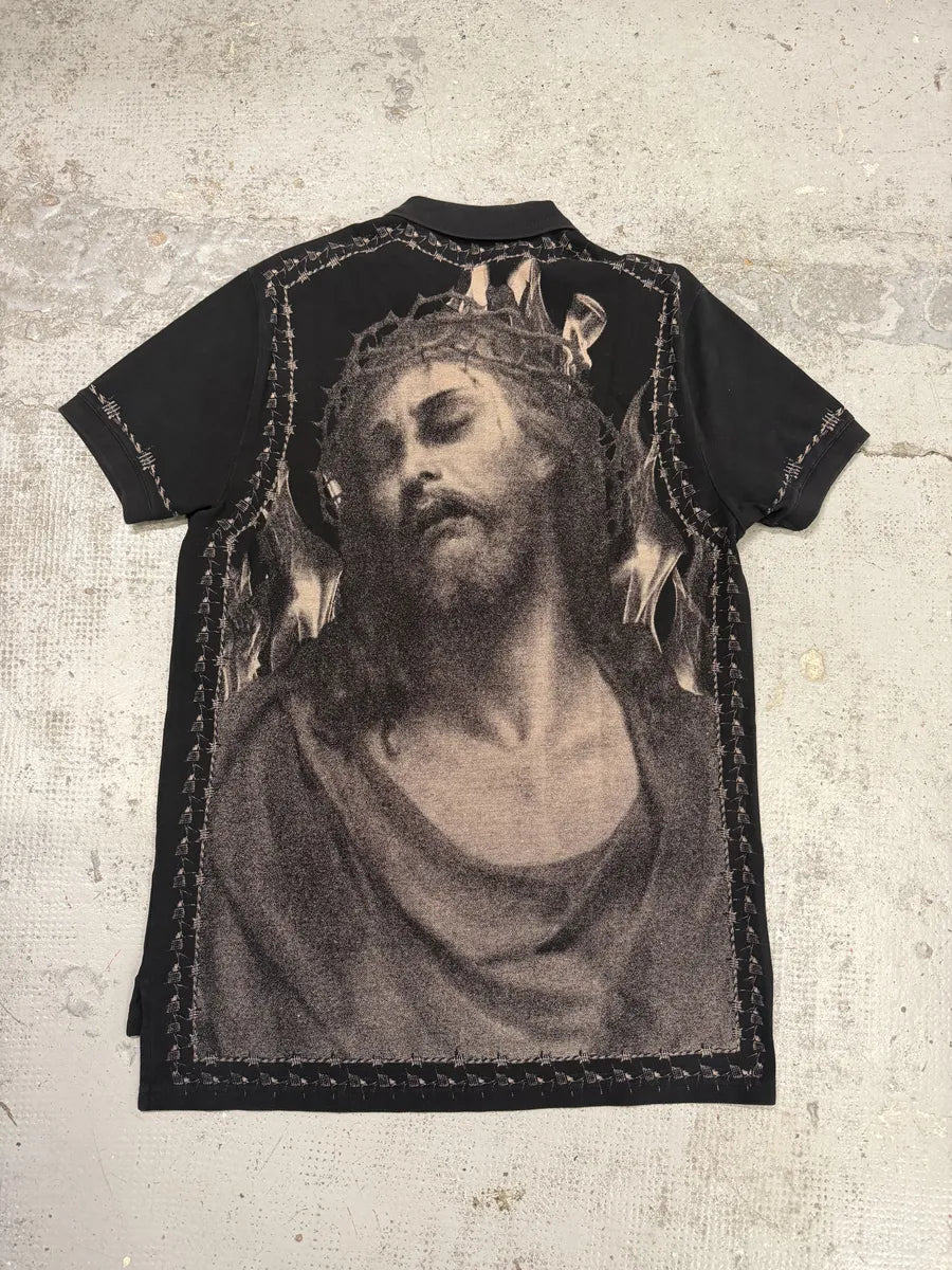 SS2016 Givenchy Jesus Black Polo Shirt by Riccardo Tisci wHnBpvj 1