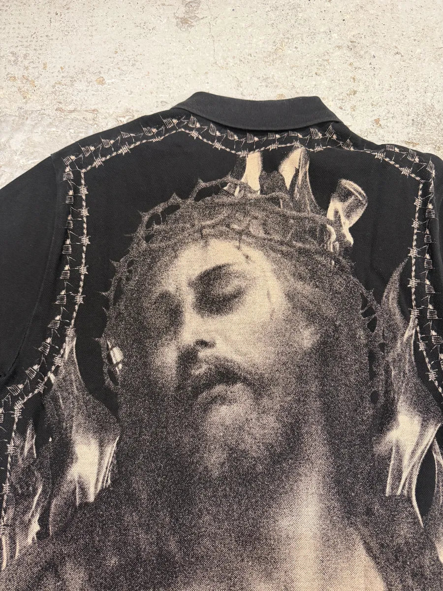 SS2016 Givenchy Jesus Black Polo Shirt by Riccardo Tisci wHnBpvj 3