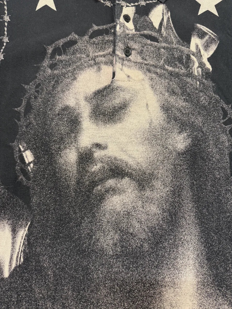 SS2016 Givenchy Jesus Black Polo Shirt by Riccardo Tisci wHnBpvj 4