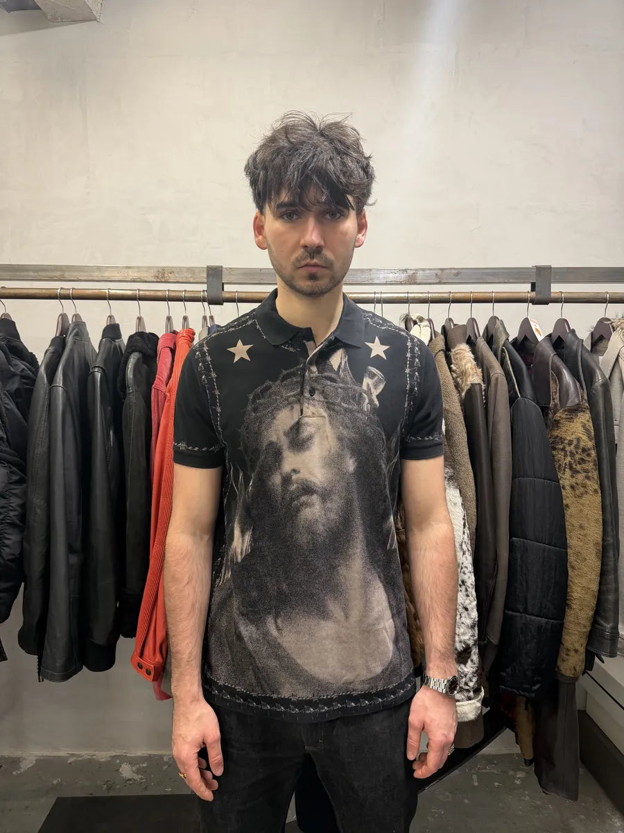 SS2016 Givenchy Jesus Black Polo Shirt by Riccardo Tisci wHnBpvj 5