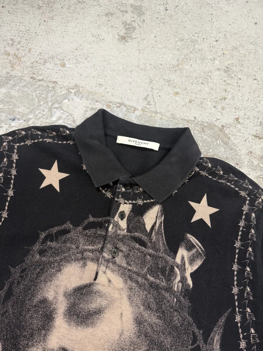 SS2016 Givenchy Jesus Black Polo Shirt by Riccardo Tisci wHnBpvj 9