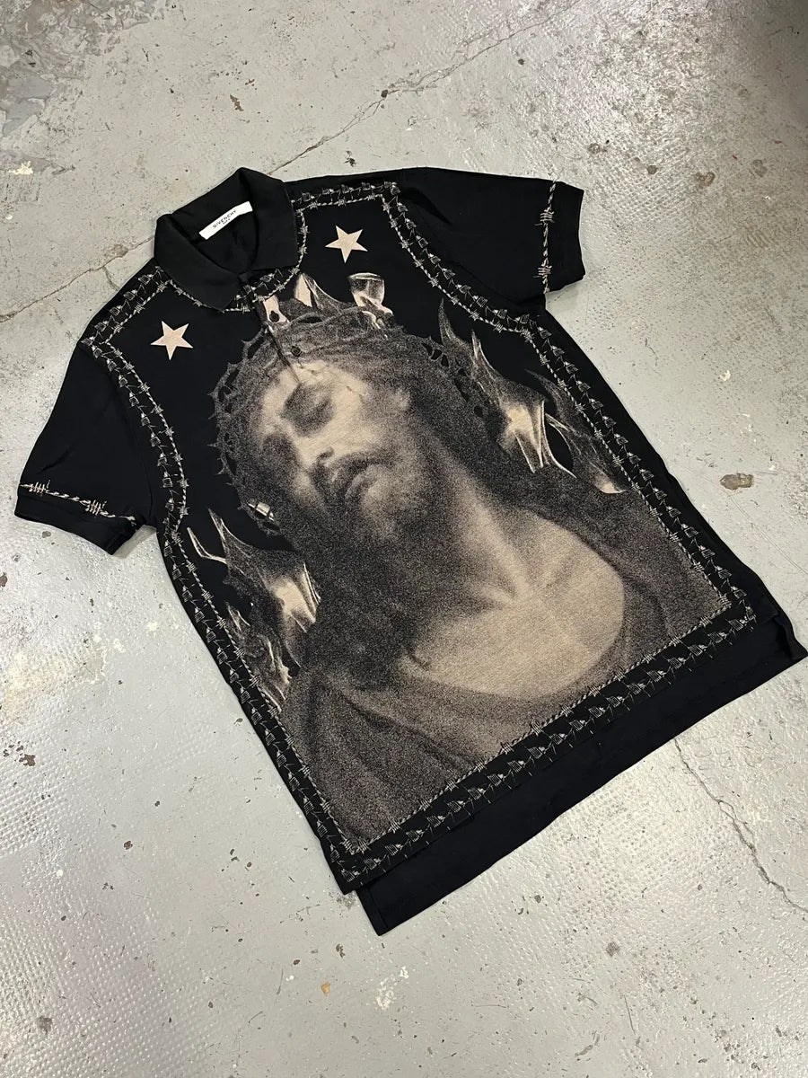 SS2016 Givenchy Jesus Black Polo Shirt by Riccardo Tisci dKSFtgs 3