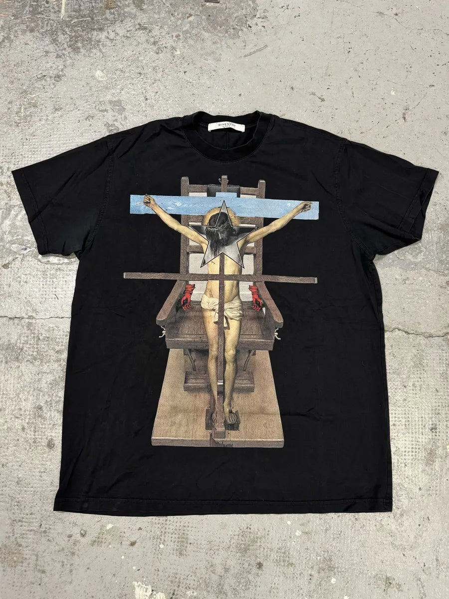 SS2016 Givenchy Jesus Christ Cross Black T-Shirt by Riccardo Tisci yBMuTgx 0