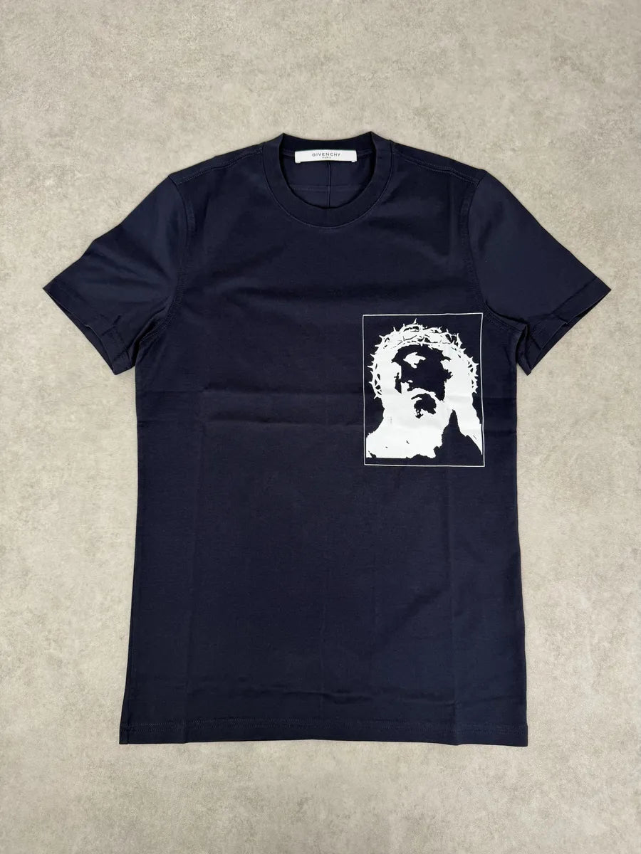 SS2016 Givenchy Navy Jesus T-Shirt by Riccardo Tisci VAAqBEL 0