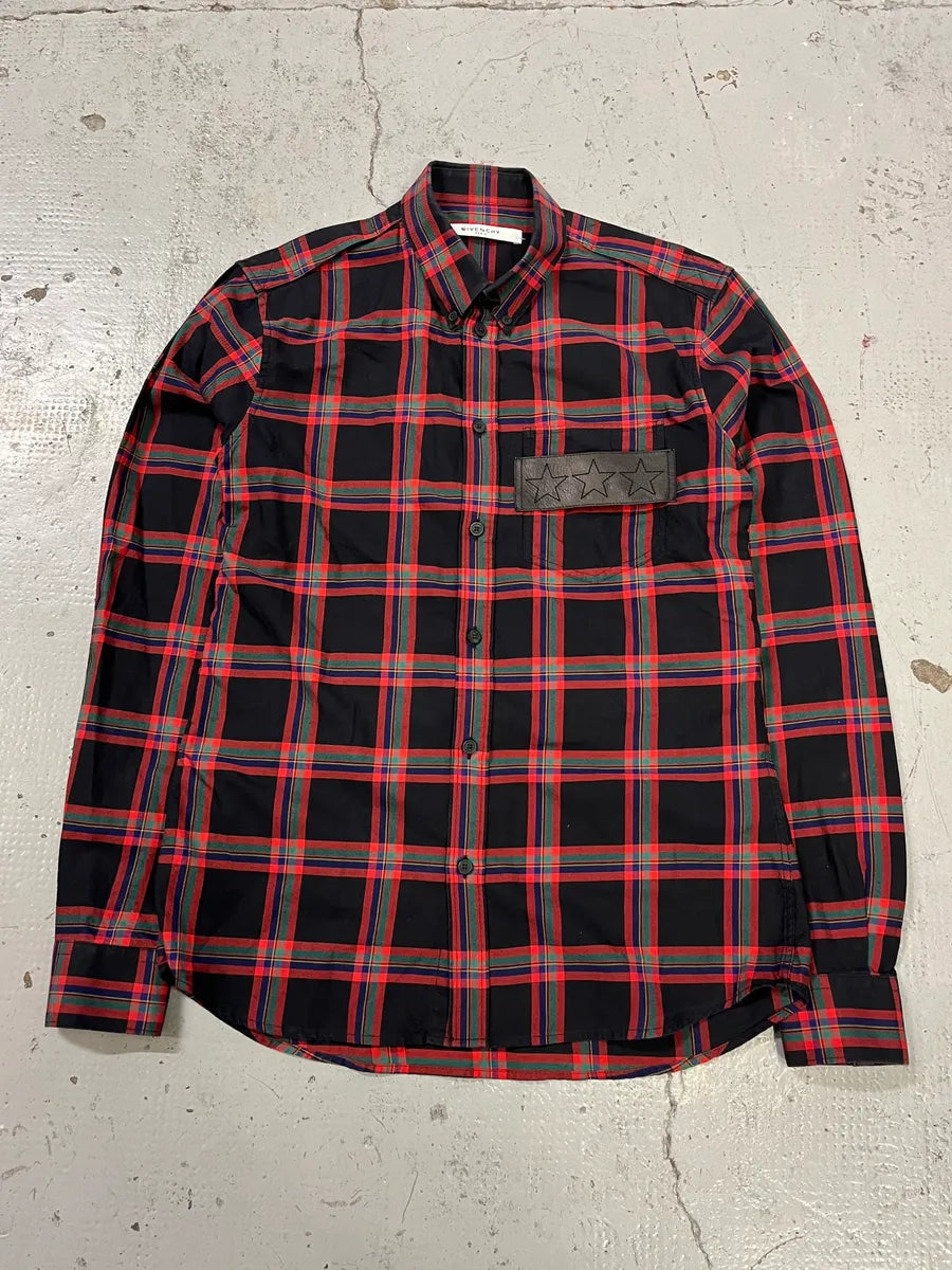 SS2016 Givenchy Star Leather Patch Tartan Shirt by Riccardo Tisci bTKWNRA 0