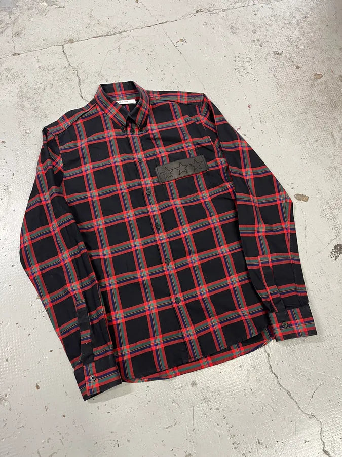 SS2016 Givenchy Star Leather Patch Tartan Shirt by Riccardo Tisci bTKWNRA 3