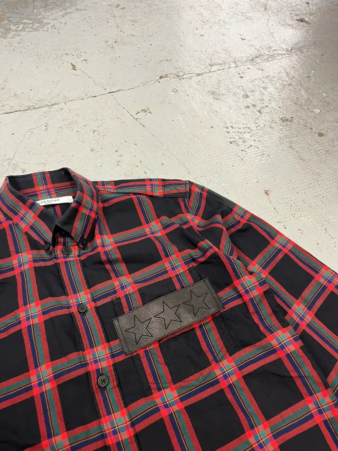 SS2016 Givenchy Star Leather Patch Tartan Shirt by Riccardo Tisci bTKWNRA 4