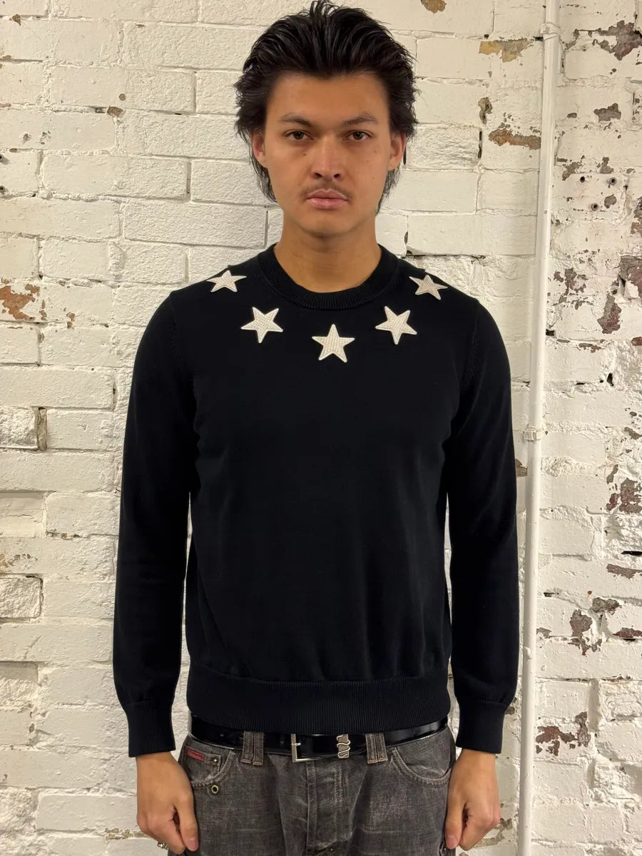 SS2016 Givenchy Star Patchs Black Sweater by Riccardo Tisci RwNxAfy 1