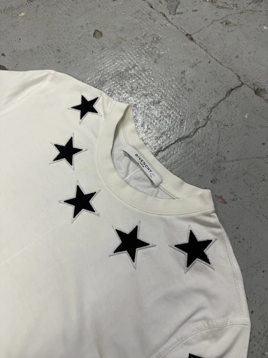 SS2016 Givenchy White Black Stars T-Shirt by Riccardo Tisci TVnStZd 8