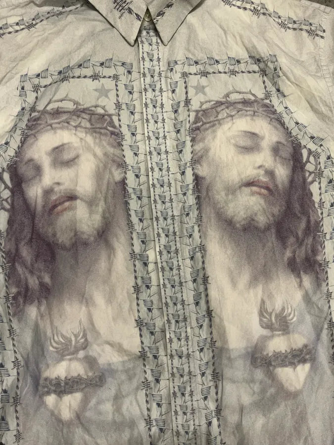 SS2016 Givenchy Wire Christ Jesus Print Shirt YVoVlJu 9