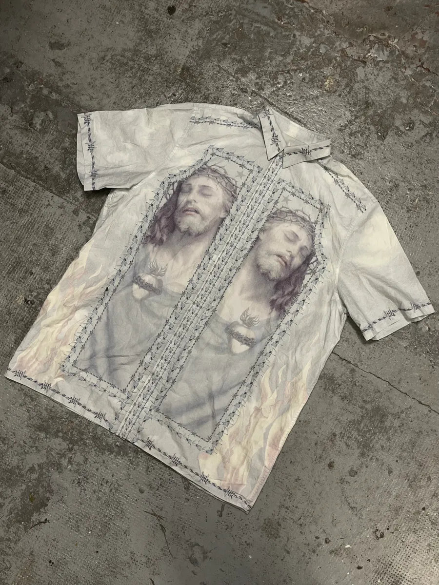 SS2016 Givenchy Wire Christ Jesus Print Shirt YVoVlJu 4