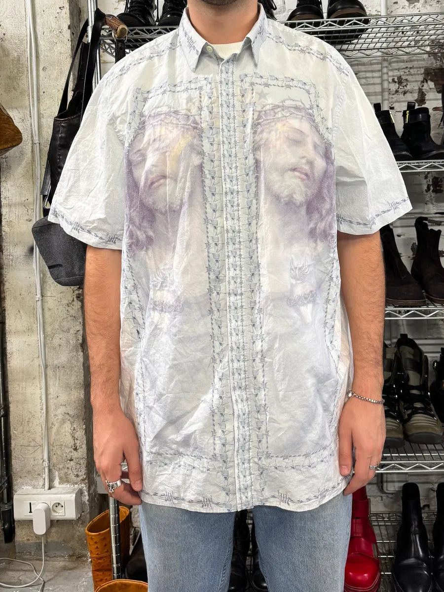 SS2016 Givenchy Wire Christ Jesus Print Shirt YVoVlJu 1