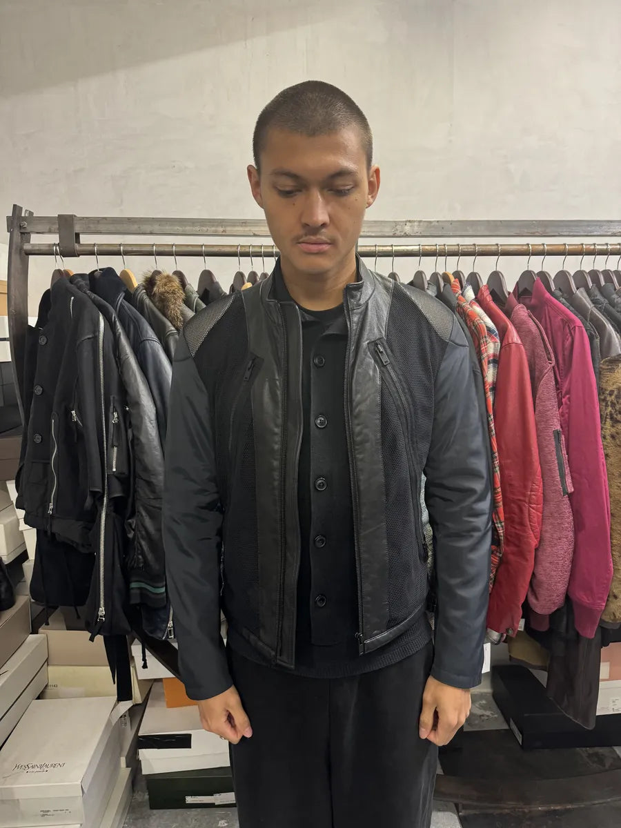 SS2016 Maison Margiela 5 Zips Black & Grey Perfored Jacket cWHxNrw 3