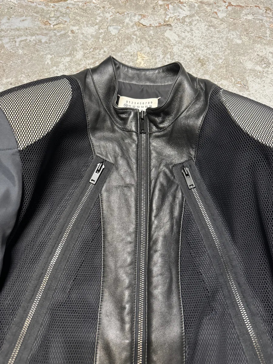 SS2016 Maison Margiela 5 Zips Black & Grey Perfored Jacket cWHxNrw 7