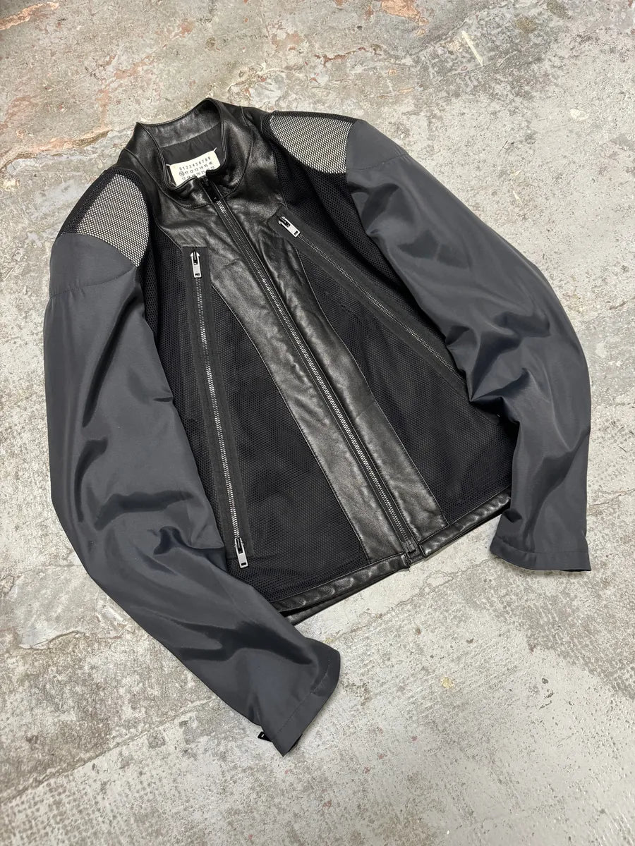 SS2016 Maison Margiela 5 Zips Black & Grey Perfored Jacket cWHxNrw 8