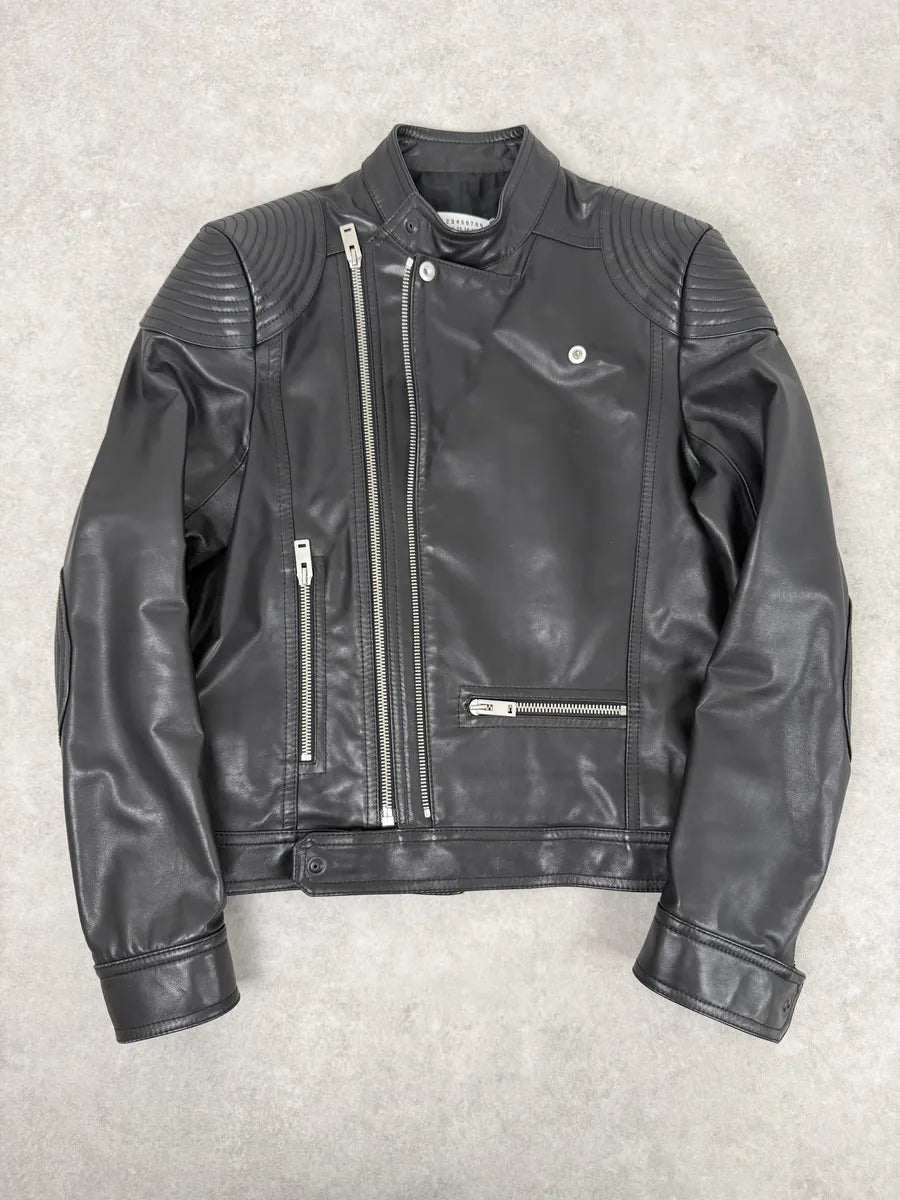 SS2016 Maison Margiela Black Premium Biker Calf Leather Jacket YtIHTGW 4