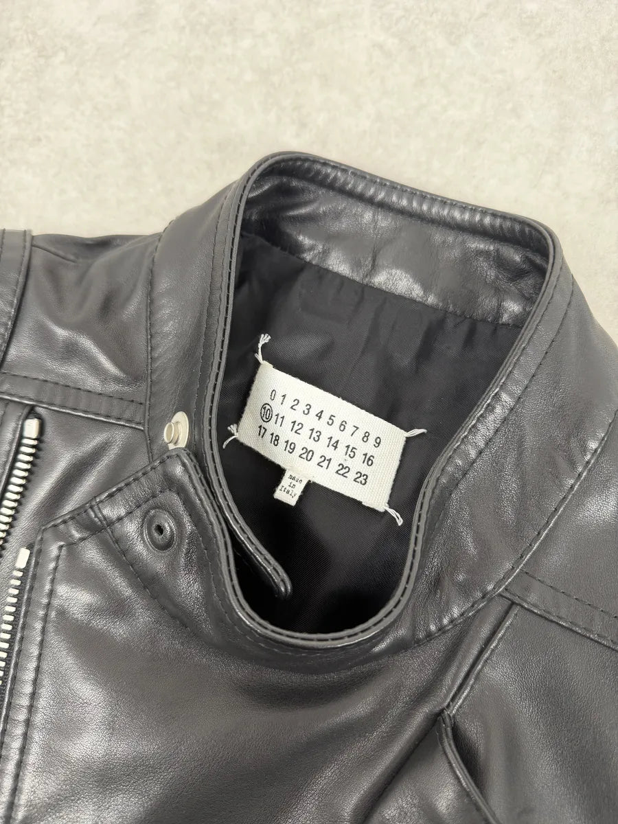 SS2016 Maison Margiela Black Premium Biker Calf Leather Jacket YtIHTGW 7