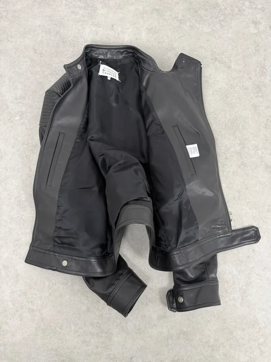 SS2016 Maison Margiela Black Premium Biker Calf Leather Jacket YtIHTGW 8