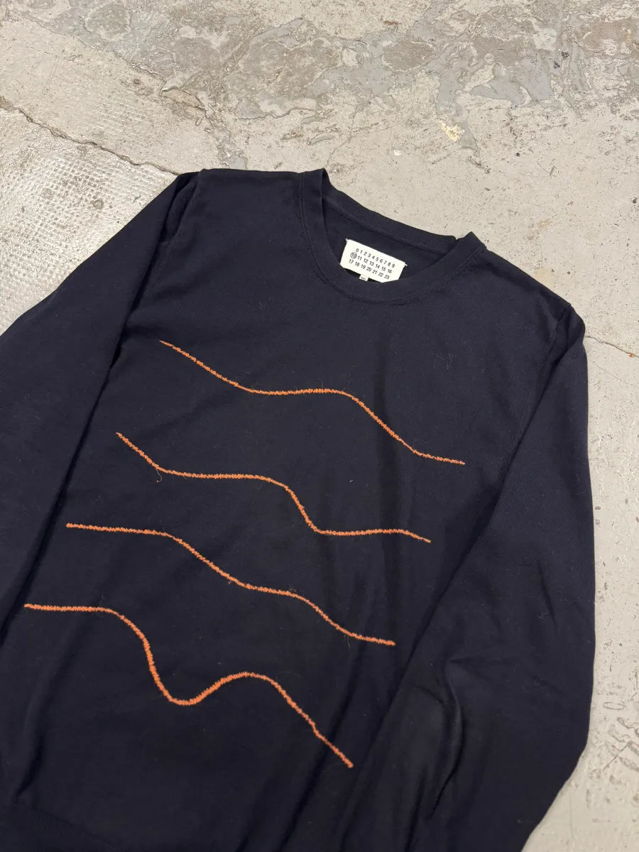 SS2016 Maison Margiela Navy Lined Signature Sweater TYhJegC 4