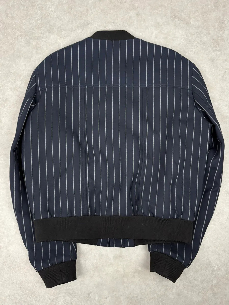 SS2016 Maison Margiela Navy Striped Pinstripe Wool Bomber Jacket uRPzcja 5