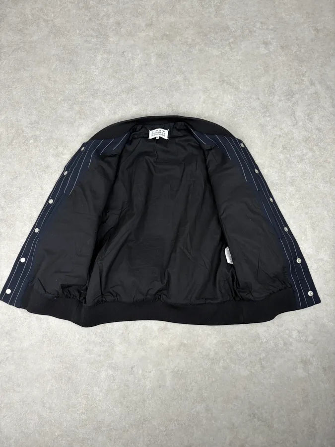 SS2016 Maison Margiela Navy Striped Pinstripe Wool Bomber Jacket uRPzcja 7