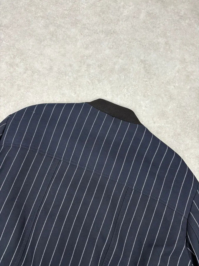SS2016 Maison Margiela Navy Striped Pinstripe Wool Bomber Jacket uRPzcja 6