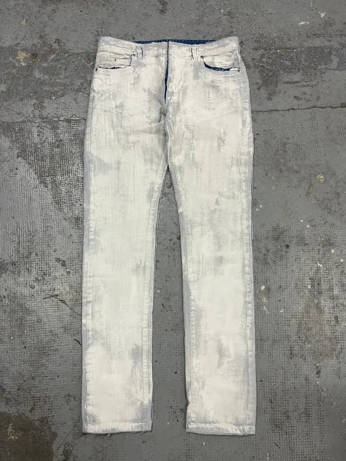 SS2016 Maison Margiela White Painted Slim Denim Jeans cbLPmFX 0