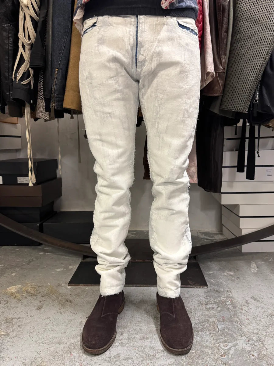SS2016 Maison Margiela White Painted Slim Denim Jeans cbLPmFX 1