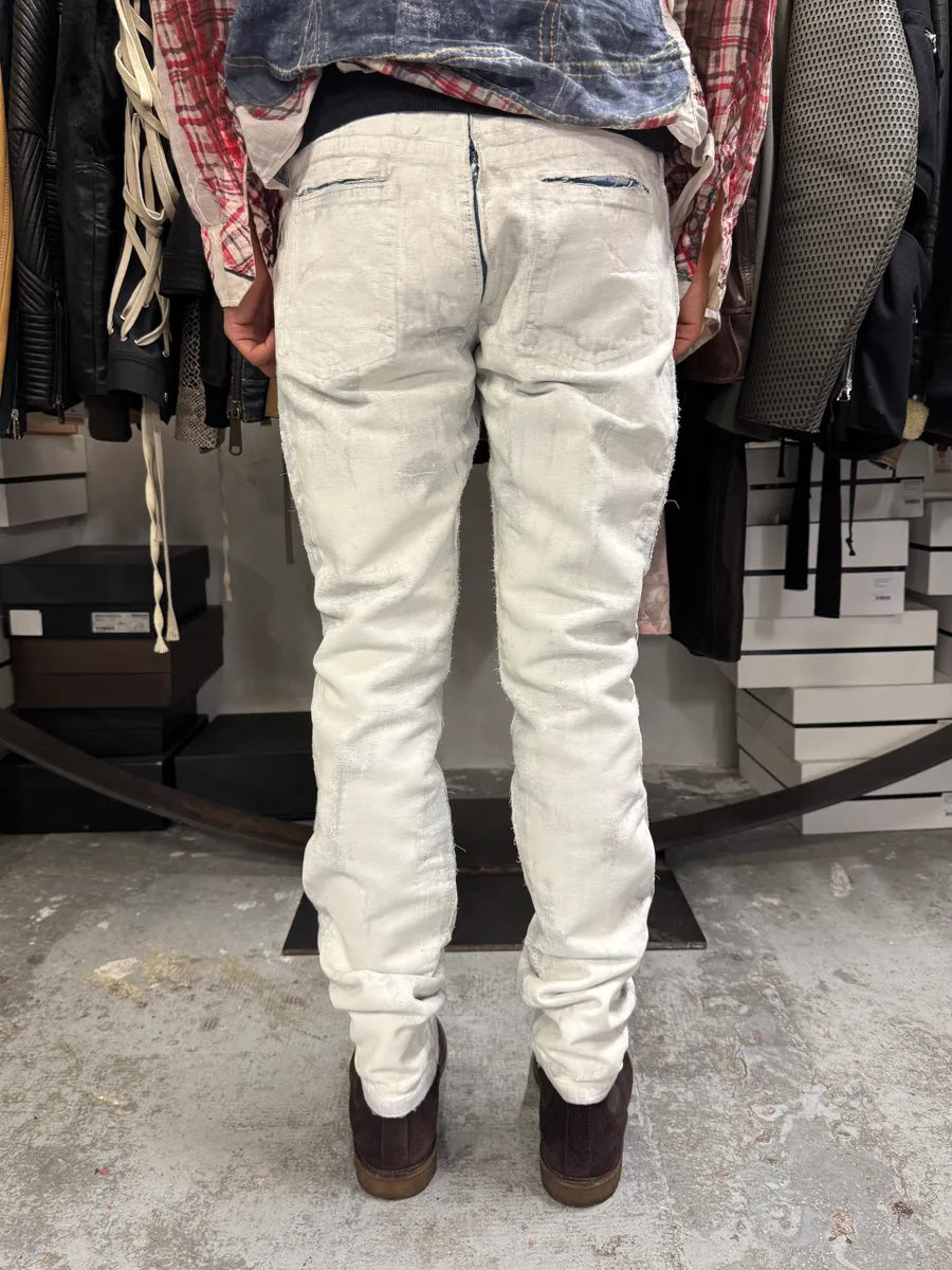 SS2016 Maison Margiela White Painted Slim Denim Jeans cbLPmFX 3