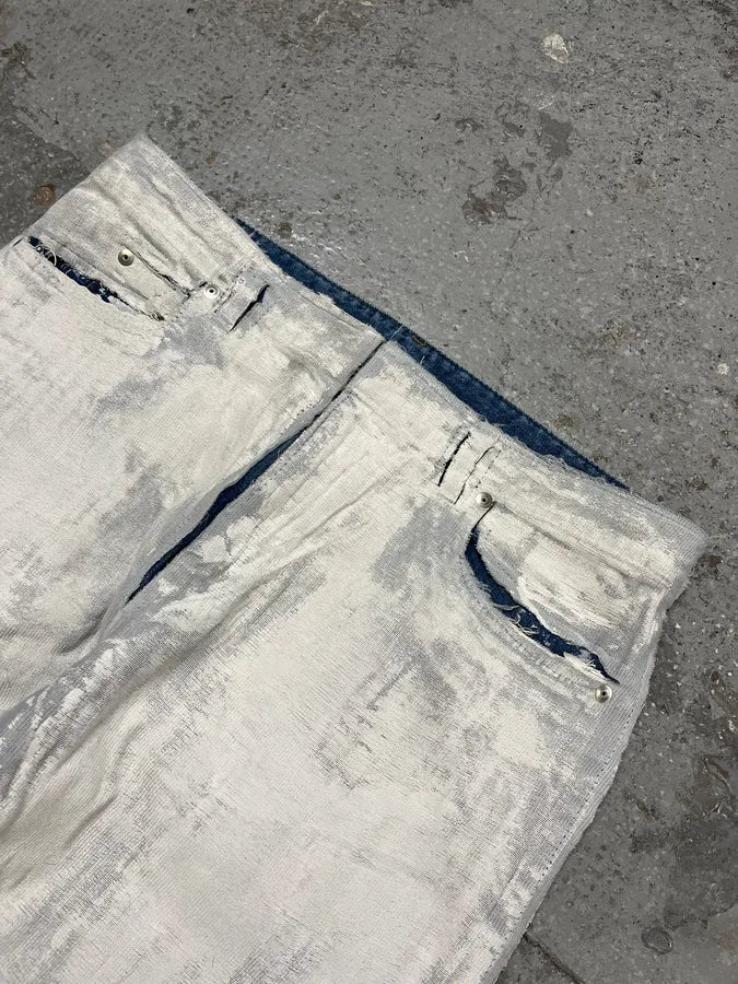 SS2016 Maison Margiela White Painted Slim Denim Jeans cbLPmFX 4