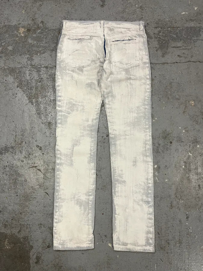 SS2016 Maison Margiela White Painted Slim Denim Jeans cbLPmFX 6