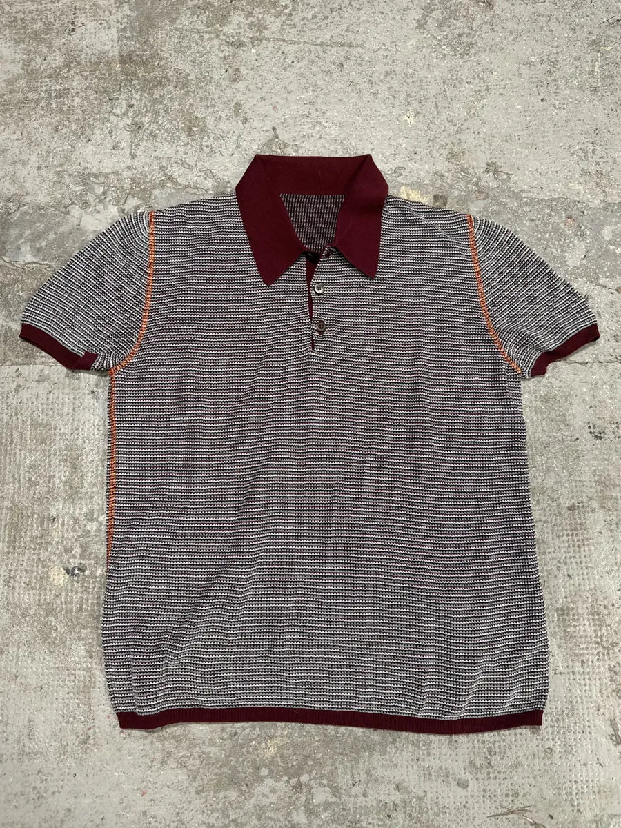 SS2016 Prada Contemporary Bordeaux Knit Polo Shirt (S/M) TiFvdKM 0