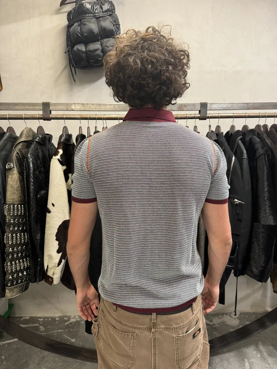 SS2016 Prada Contemporary Bordeaux Knit Polo Shirt (S/M) TiFvdKM 2