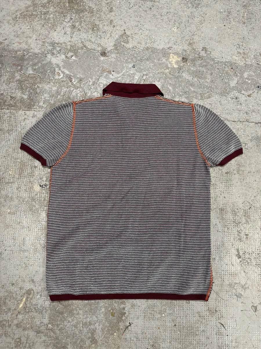 SS2016 Prada Contemporary Bordeaux Knit Polo Shirt (S/M) TiFvdKM 3