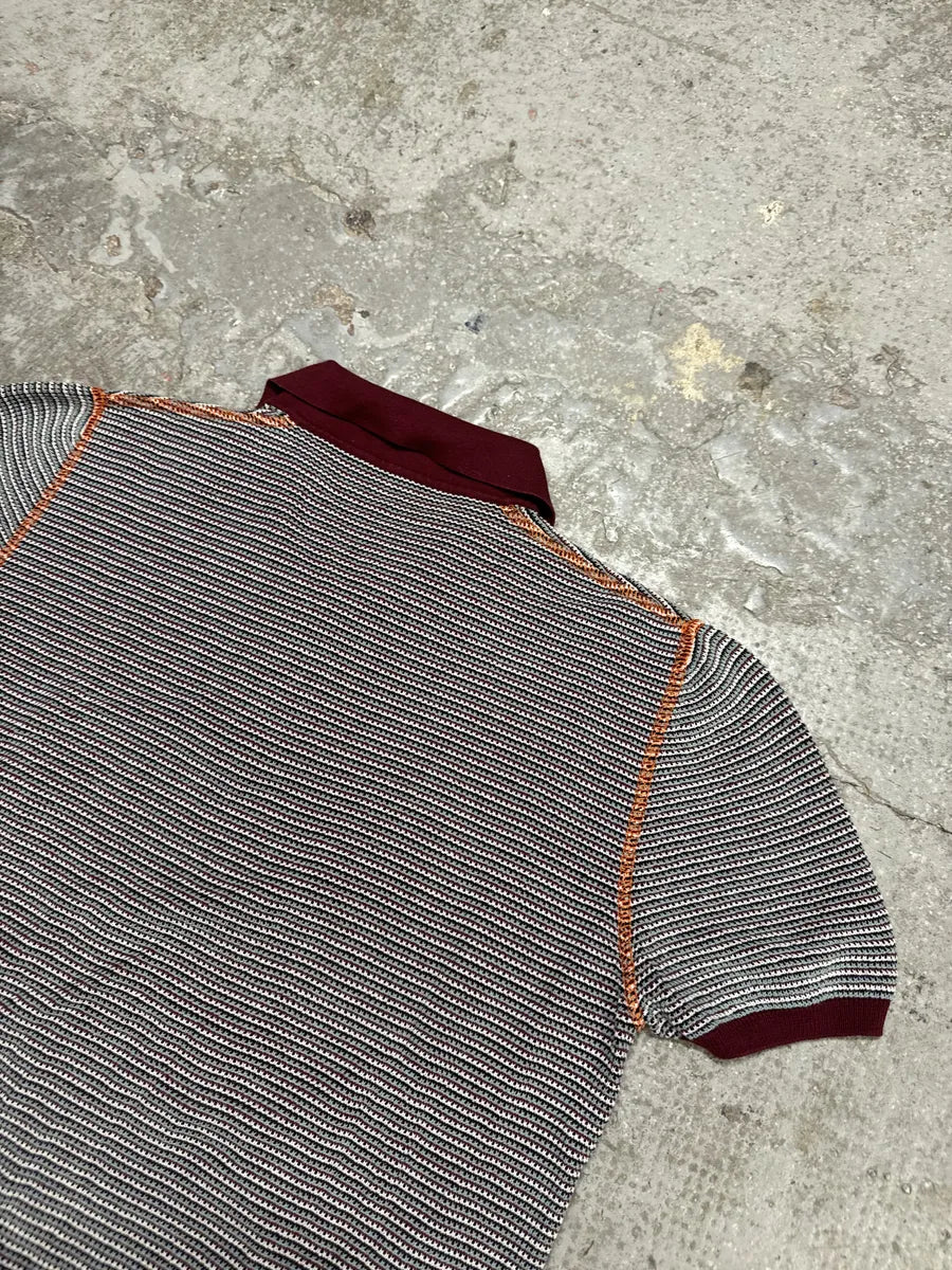 SS2016 Prada Contemporary Bordeaux Knit Polo Shirt (S/M) TiFvdKM 4