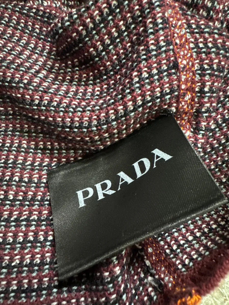 SS2016 Prada Contemporary Bordeaux Knit Polo Shirt (S/M) TiFvdKM 7