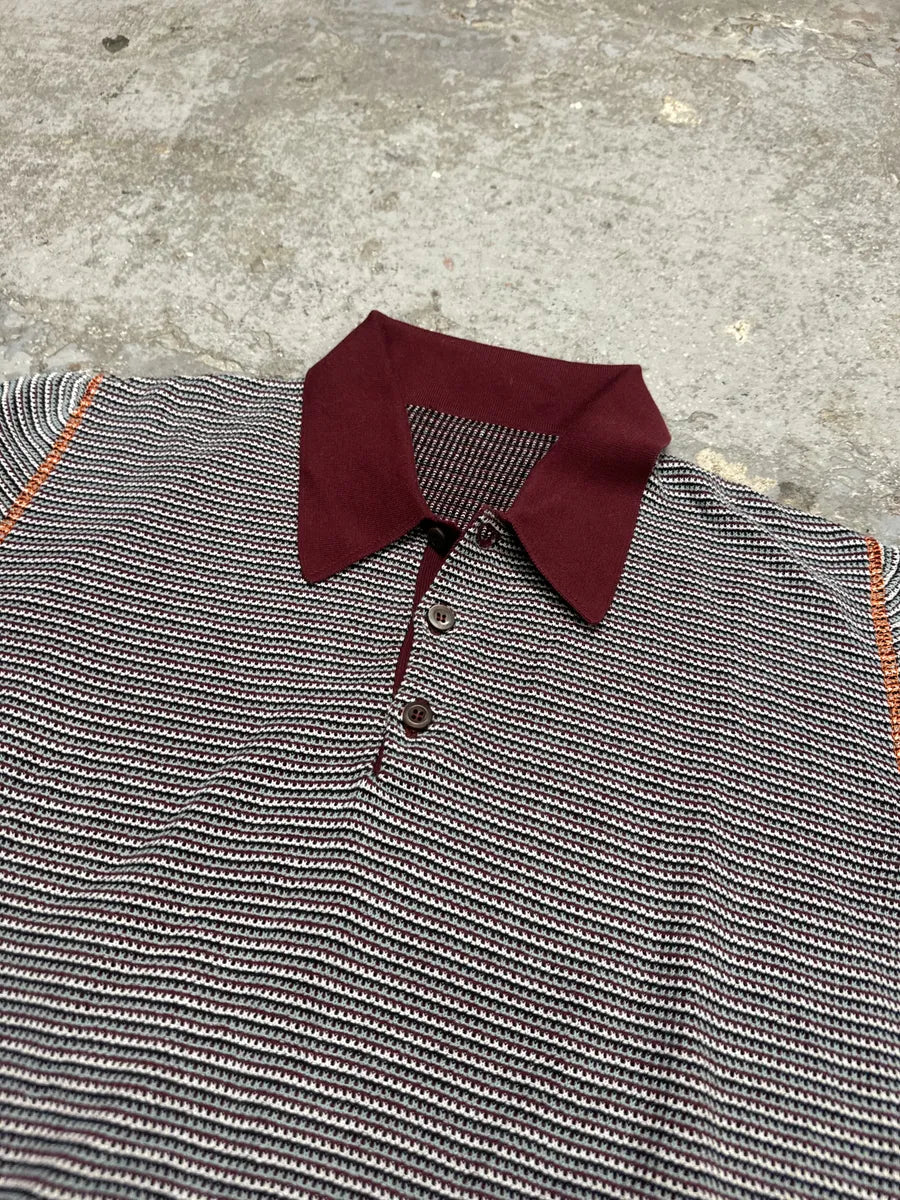 SS2016 Prada Contemporary Bordeaux Knit Polo Shirt (S/M) TiFvdKM 8