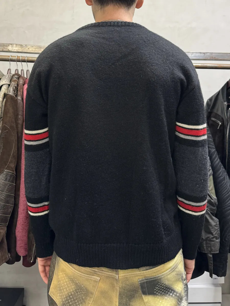 SS2016 Saint Laurent Black & Grey Wool Dinosaur Sweater mvWgQJr 3