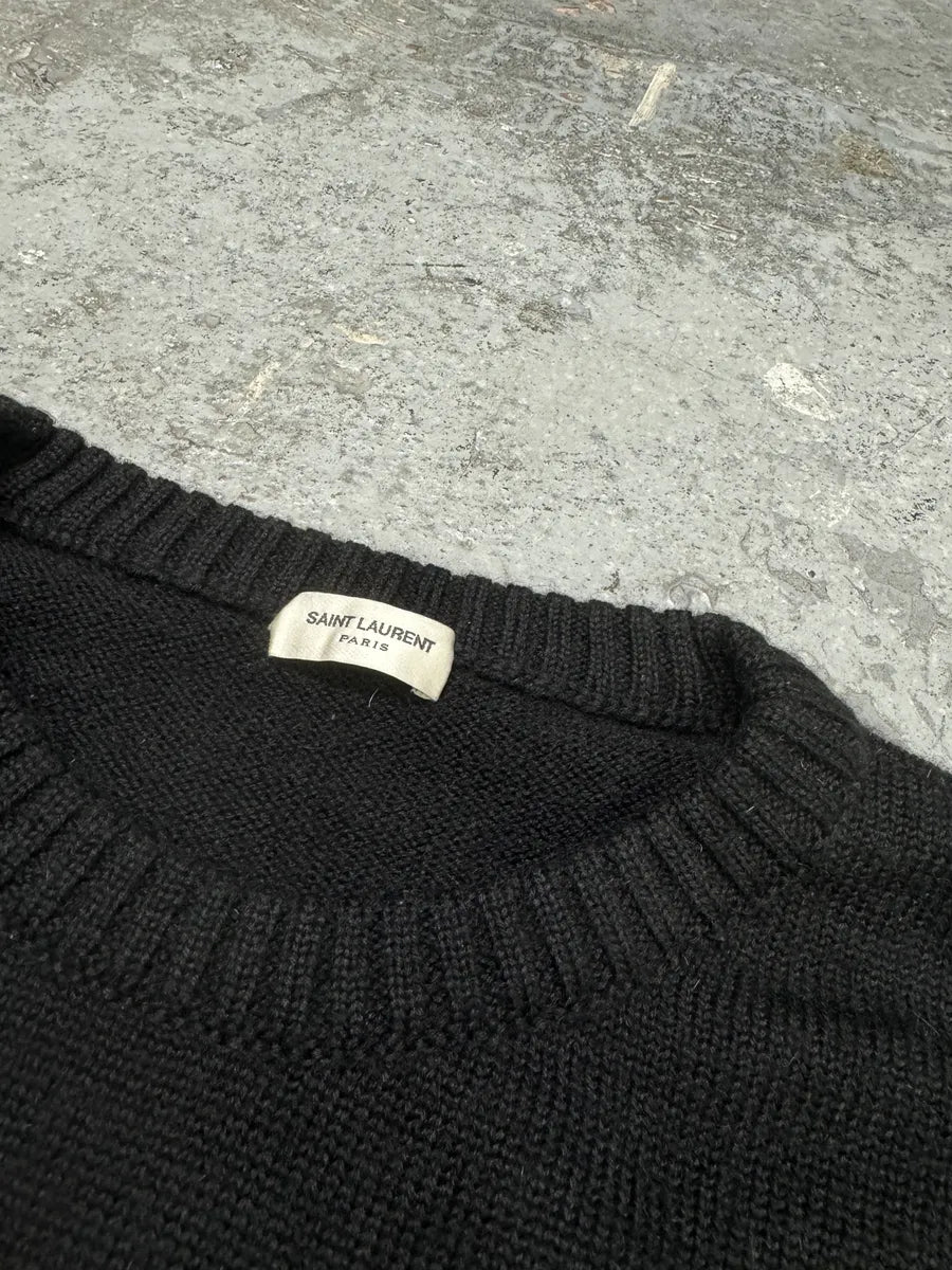 SS2016 Saint Laurent Black & Grey Wool Dinosaur Sweater mvWgQJr 7