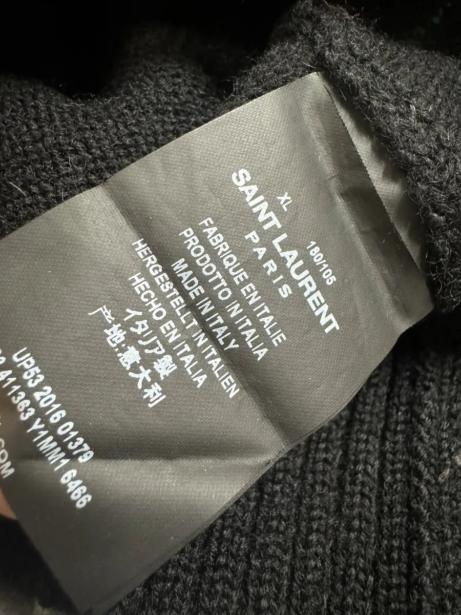 SS2016 Saint Laurent Black & Grey Wool Dinosaur Sweater mvWgQJr 8