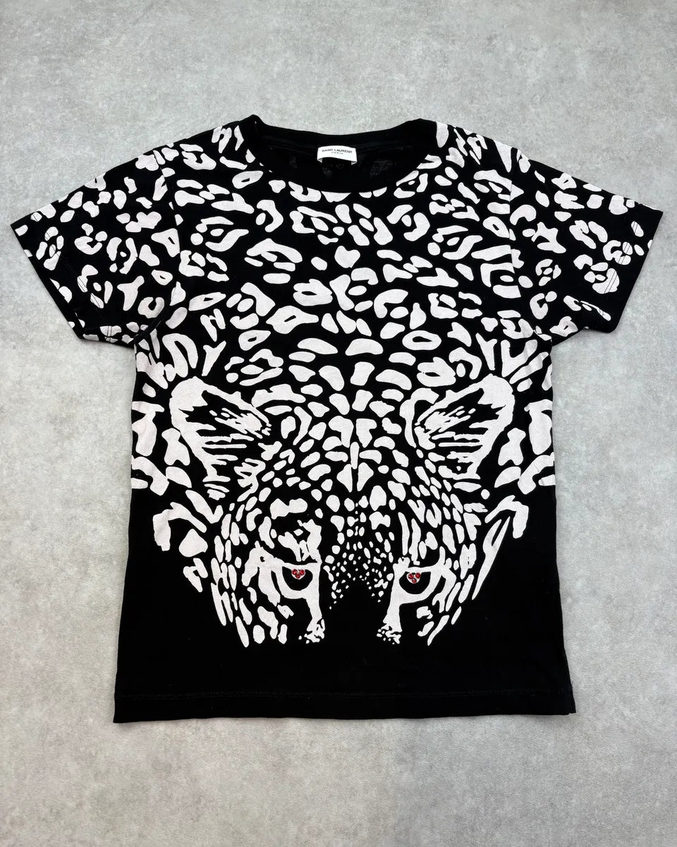 SS2016 Saint Laurent Black Leopard T-Shirt tVKsIPu 0