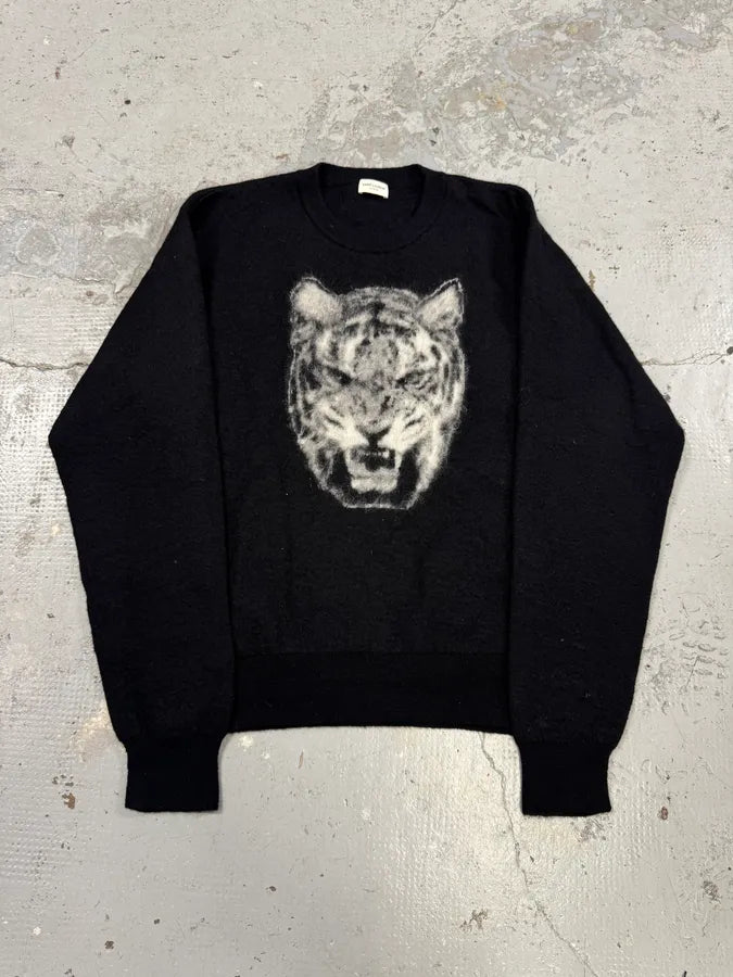 SS2016 Saint Laurent Black Tiger Wool Sweater JDsjMCi 0