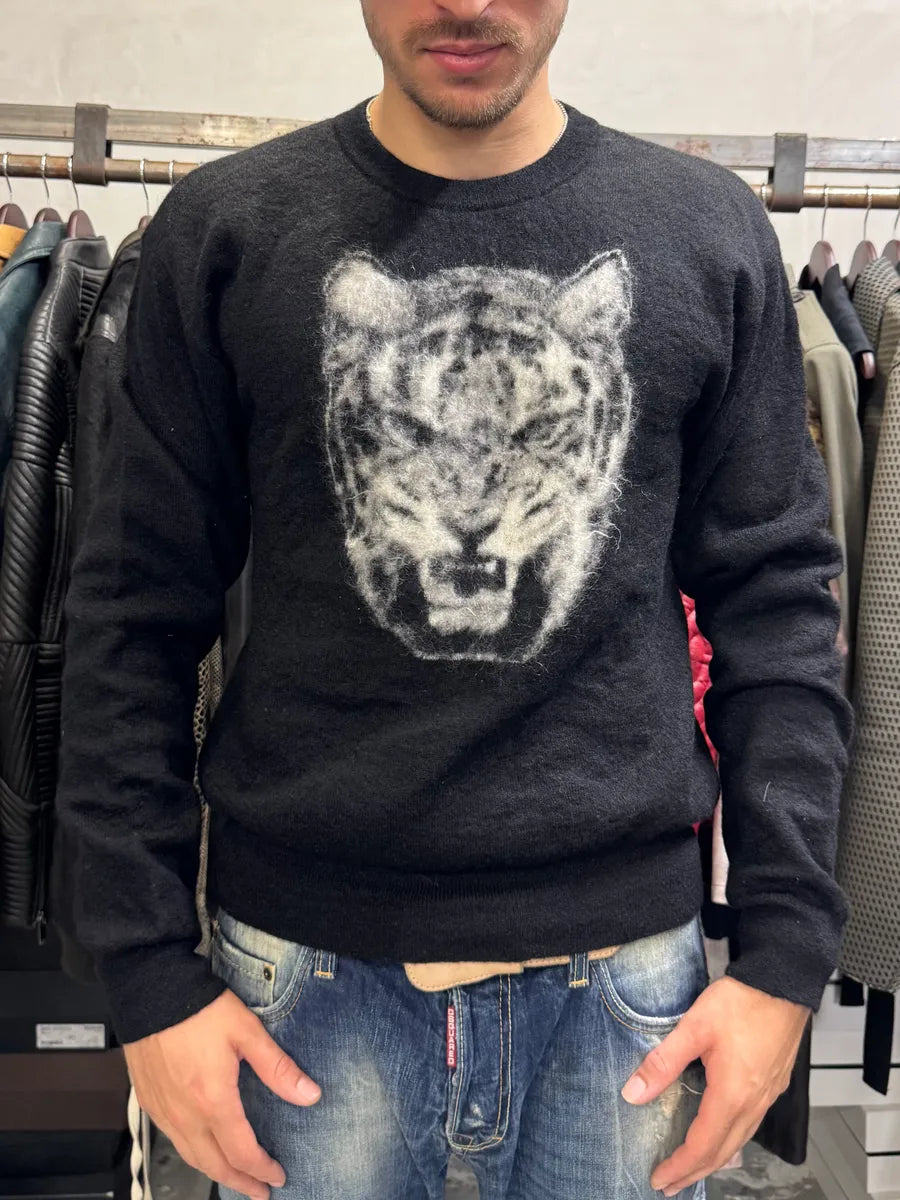 SS2016 Saint Laurent Black Tiger Wool Sweater JDsjMCi 1