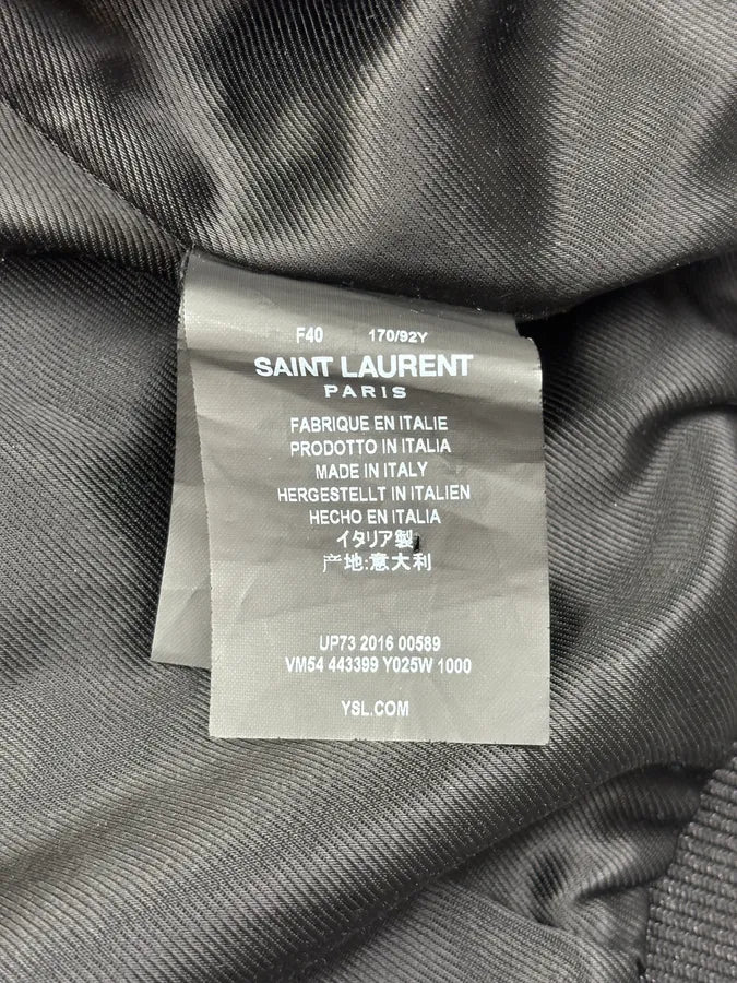 SS2016 Saint Laurent Black Velvet Palladium Star Bomber Jacket qsBndPT 10