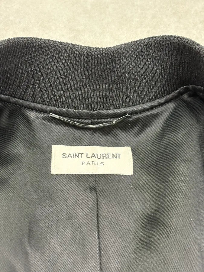 SS2016 Saint Laurent Black Velvet Palladium Star Bomber Jacket qsBndPT 9