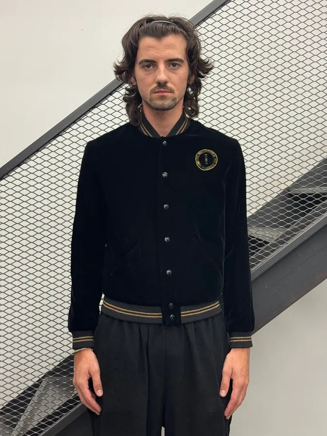 SS2016 Saint Laurent Black Velvet Palladium Star Bomber Jacket qsBndPT 1