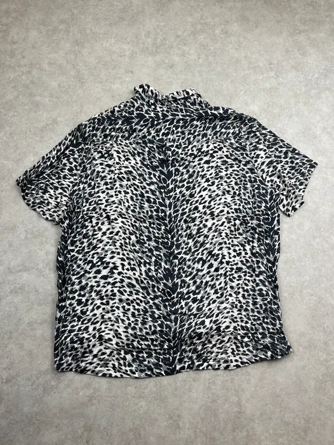 SS2017 Saint Laurent Black & White Viscose Leopard Print Shirt aDppGqj 5