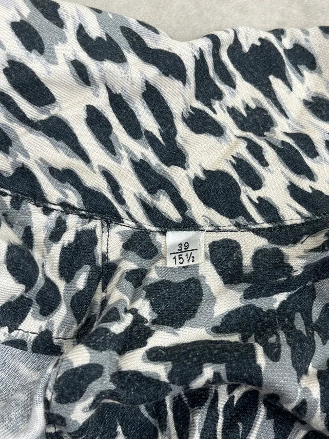 SS2017 Saint Laurent Black & White Viscose Leopard Print Shirt aDppGqj 9